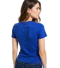 Tops & T-Shirts*AjC 2er Set Damen T-Shirt Rundhals-Shirt Baumwoll-Shirt Kurzarm-Shirt 97804453 Blau/Grün