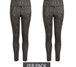 Sportunterbekleidung|Jogginghosen & Fitnessmode*adidas 2er Sparpack Leggings nachhaltige Trainings-Hose für Mädchen Sport-Hose mit AEROREADY Technologie Animal-Look HL2443 Grau/Schwarz