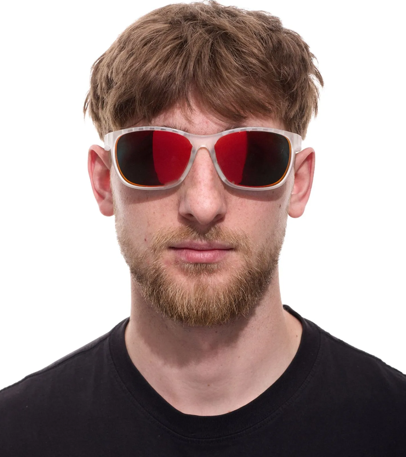 Sonnenbrillen*adidas 2er Sparpack Sport Herren Sonnen-Brille mit rot/orangenen Gläsern und transparenten Bügeln Lauf-Brille SP0014 6226G Transparent