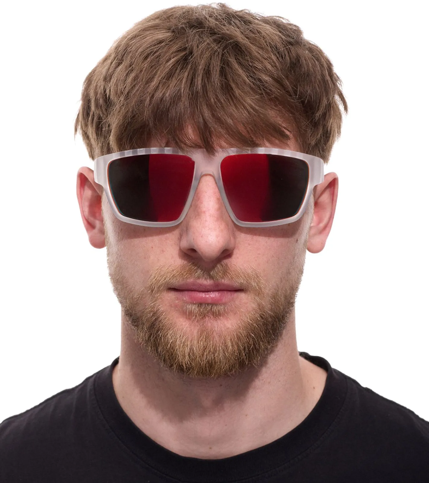 Sonnenbrillen*adidas 2er Sparpack Sport Herren Sonnen-Brille mit rot/orangenen Gläsern und transparenten Bügeln Lauf-Brille SP0008 6126G Transparent