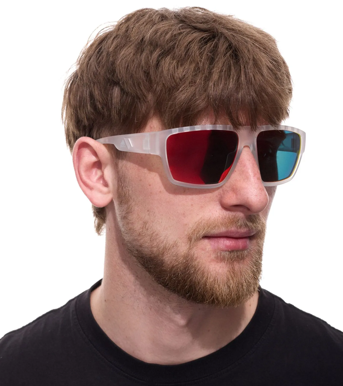 Sonnenbrillen*adidas 2er Sparpack Sport Herren Sonnen-Brille mit rot/orangenen Gläsern und transparenten Bügeln Lauf-Brille SP0008 6126G Transparent