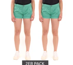 Shorts & Bermudas*AjC 2er Sparpack Damen Hot-Pants mit Bügelfalten Chino-Shorts mit fixiertem Umschlag Sommer-Shorts 83031904 Grün