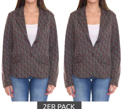 Blazer & Sakko*Aniston 2er Sparpack CASUALS Damen Blazer Kurz-Jacke mit Knöpfen 56919808 Grün/Braun