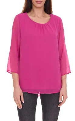 Poloshirts & Blusen*Aniston 2er Sparpack SELECTED Damen modische Sommer-Bluse mit 3/4-Ärmeln 16113300 Pink