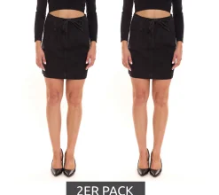 Große Größen|Röcke*ARIZONA 2er Sparpack Damen Denim-Rock Mini-Rock Jeans-Rock aus Baumwolle mit Taschen 82817269 Schwarz