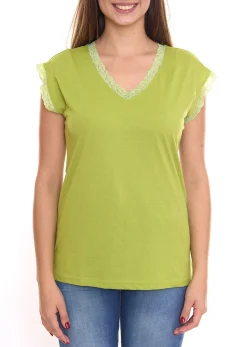 Tops & T-Shirts*BOYSEN´S 2er Sparpack BOYSEN`S Damen Top mit Spitzendetails Kurzarm-Shirt 34323651 Grün
