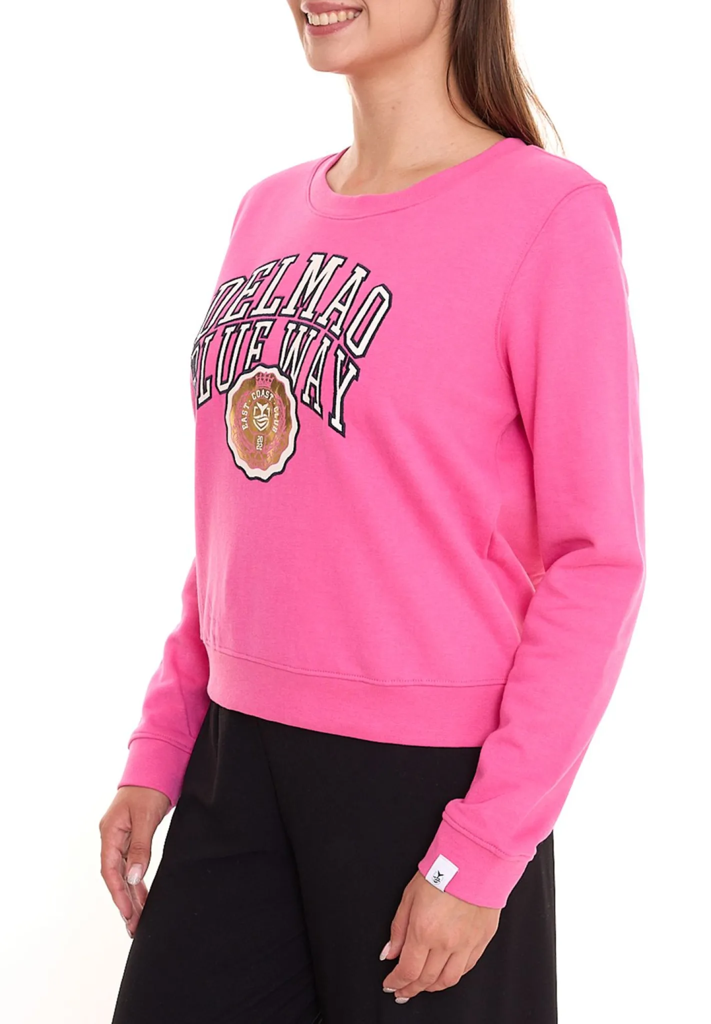 Sweater & Pullover*DELMAO 2er Sparpack Cropped Sweater verkürzt geschnittener Damen Baumwoll-Pullover 42556633 Pink