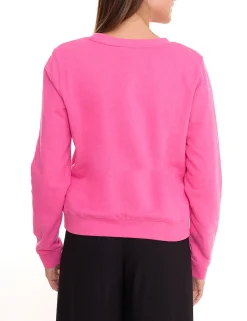 Sweater & Pullover*DELMAO 2er Sparpack Cropped Sweater verkürzt geschnittener Damen Baumwoll-Pullover 42556633 Pink