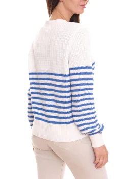 Strickjacken & Cardigans*DELMAO 2er Sparpack Damen Strickjacke gestreift Feinstrick-Cardigan 46338846 Weiß/Blau