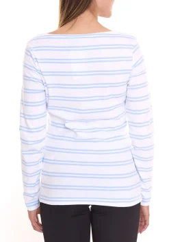 Sweater & Pullover*DELMAO 2er Sparpack Damen Langarm-Shirt gestreiftes Baumwoll-Sweatshirt 85025237 Blau/Weiß