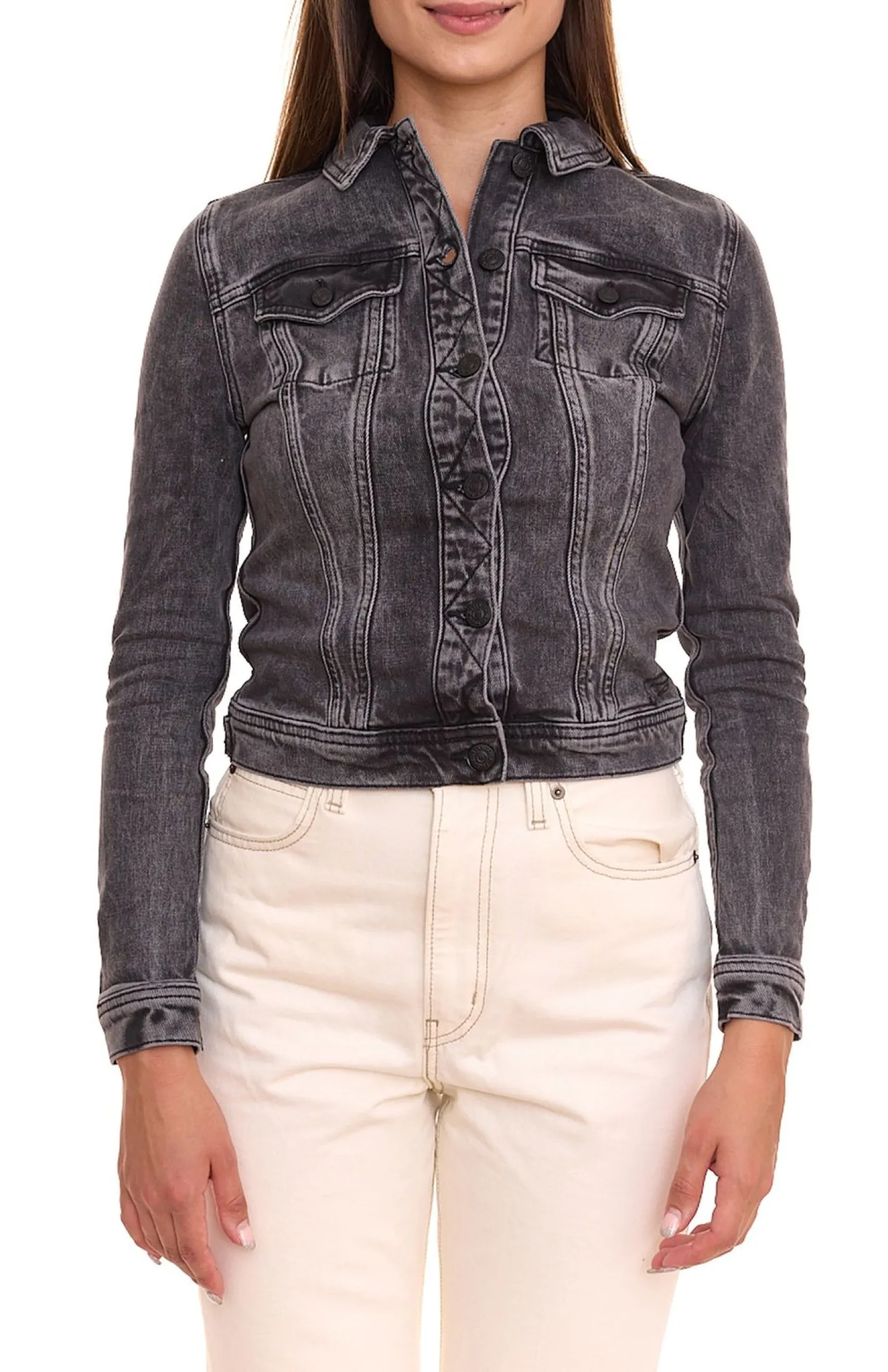 Mäntel & Jacken*GANG JEANS 2er Sparpack Damen Denim-Jacke Jeans-Jacke im Washed Look 68113848 Grau/Schwarz