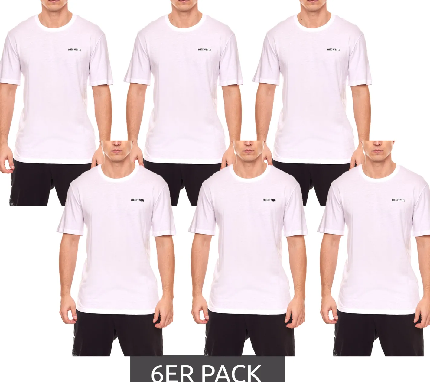 T-Shirts & Tank Tops*HECHTER STUDIO 6er Sparpack Herren Rundhals-Shirt Baumwoll T-Shirt NI58100 7002 Weiß