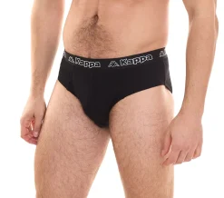Unterwäsche|Boxershorts*Kappa 6er Sparpack Herren Slip mit Baumwoll-Stretch Unterwäsche mit Logobund Unterhose 711167 Schwarz, Blau oder Grau