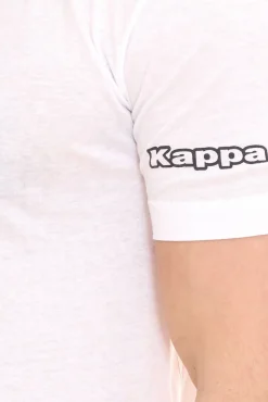 T-Shirts & Tank Tops*Kappa 2er Sparpack Herren Baumwoll-Shirt Rundhals-Shirt mit großem Logo-Patch Kurzarm-Shirt 11-4001 A8A Weiß