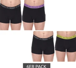 Unterwäsche|Boxershorts*Kappa 6er Sparpack Herren Boxershorts mit Marken Schriftzug und Logo Unterhose 351K1JW Schwarz/Lime oder Schwarz/Violett