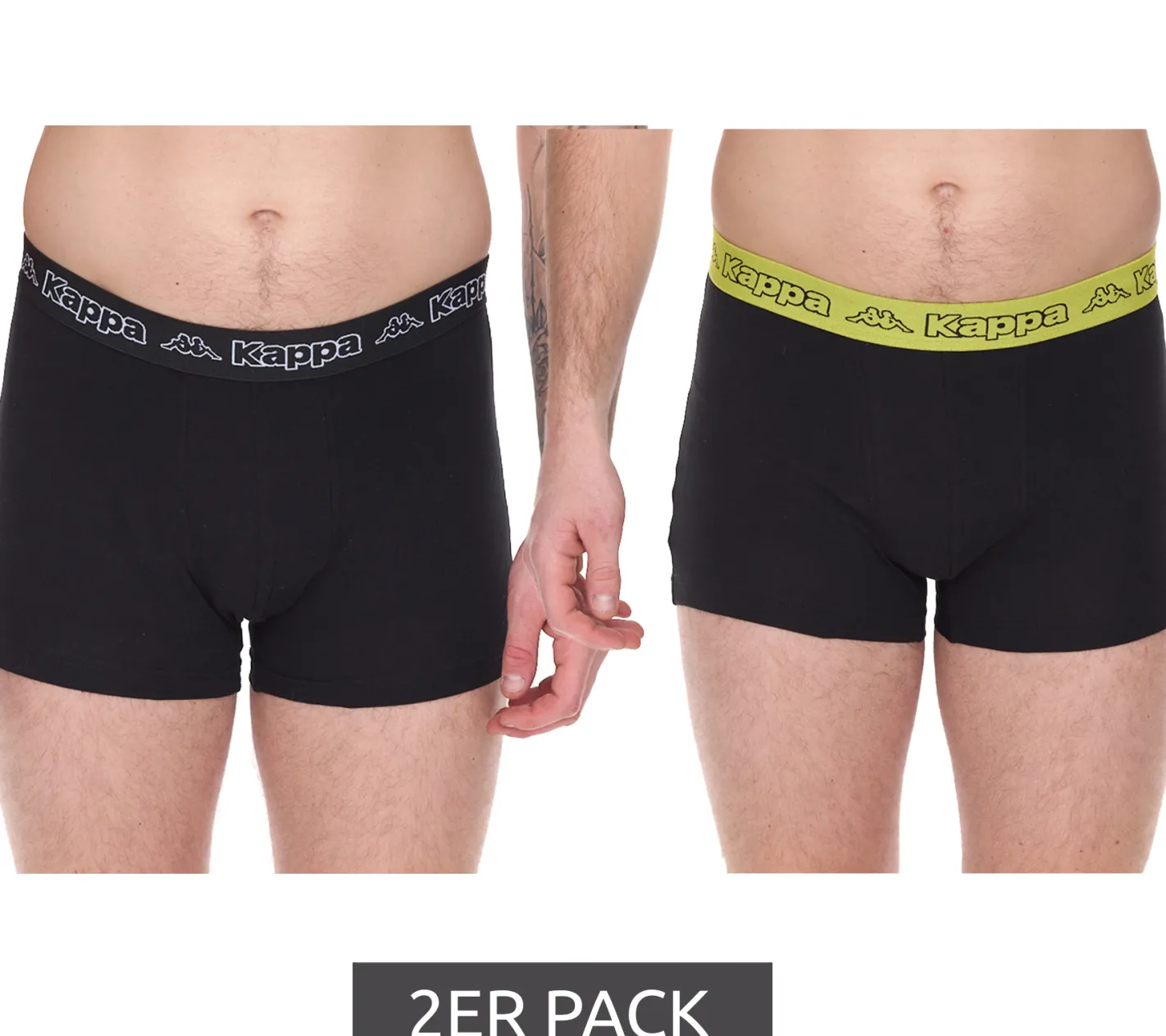 Unterwäsche|Boxershorts*Kappa 6er Sparpack Herren Boxershorts mit Marken Schriftzug und Logo Unterhose 351K1JW Schwarz/Lime oder Schwarz/Violett