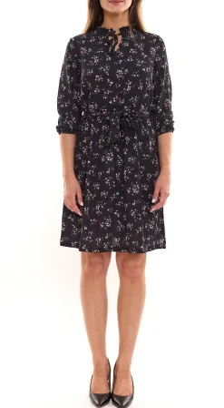 Kleider*Laura Scott 2er Spar-Pack Bubblecrepe Kleid Damen Mini-Kleid mit Allover Blumen-Print Chiffon-Kleid 12329967 Schwarz/Bunt