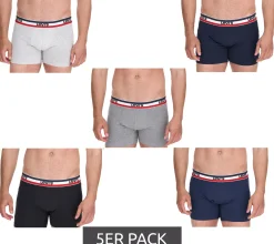 Unterwäsche|Boxershorts*LEVI´S 5er Sparpack LEVI`S Herren Boxershorts Baumwoll-Unterwäsche mit farblichen Akzenten am Bund 701224335 Schwarz/Grau oder Schwarz/Grau/Blau
