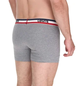 Unterwäsche|Boxershorts*LEVI´S 5er Sparpack LEVI`S Herren Boxershorts Baumwoll-Unterwäsche mit farblichen Akzenten am Bund 701224335 Schwarz/Grau oder Schwarz/Grau/Blau