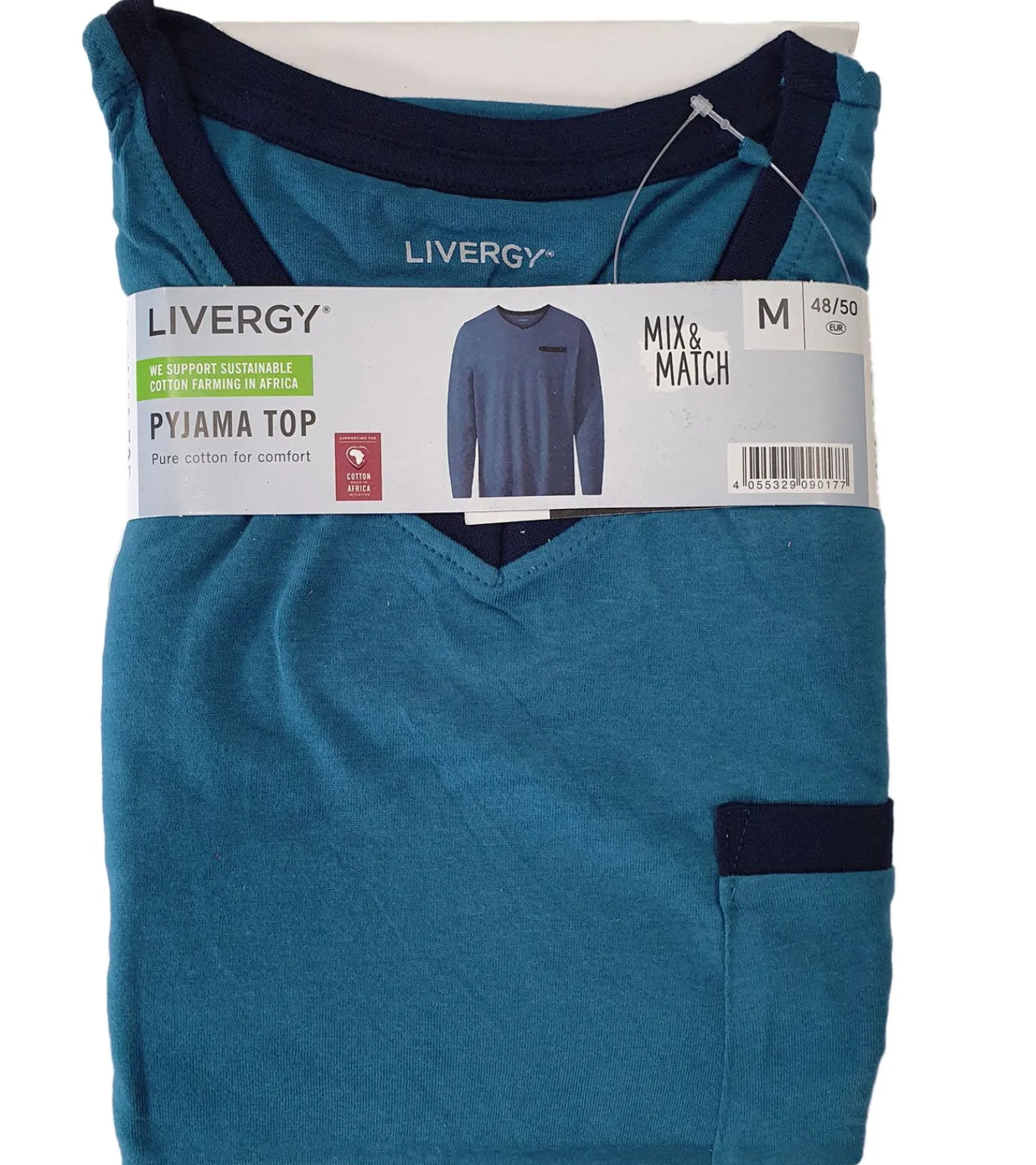 Nachtwäsche & Bademode*LIVERGY 2er Sparpack Herren Pyjama Top Nachtwäsche Oberteil Schlaf-Shirt 390208-2201 Blau, Navy oder Grau