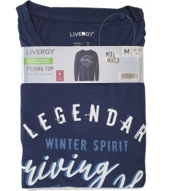 Nachtwäsche & Bademode*LIVERGY 2er Sparpack Herren Pyjama Top Nachtwäsche Oberteil Schlaf-Shirt 390208-2201 Blau, Navy oder Grau