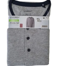 Nachtwäsche & Bademode*LIVERGY 2er Sparpack Herren Pyjama Top Nachtwäsche Oberteil Schlaf-Shirt 390208-2201 Blau, Navy oder Grau