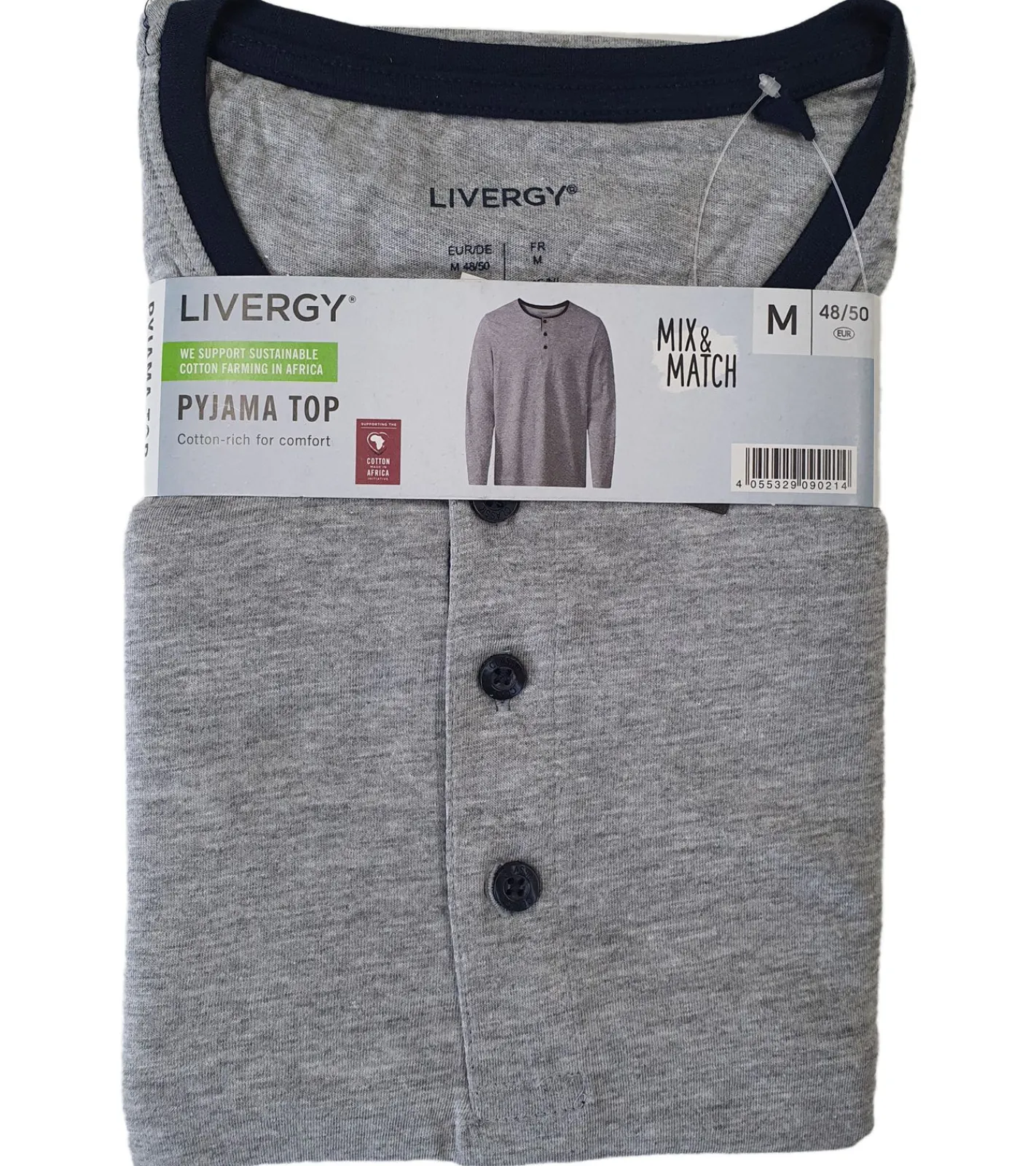 Nachtwäsche & Bademode*LIVERGY 2er Sparpack Herren Pyjama Top Nachtwäsche Oberteil Schlaf-Shirt 390208-2201 Blau, Navy oder Grau