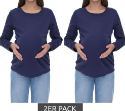 Sweater & Pullover*neun 9 monate 2er Sparpack Damen schlichtes Schwangerschafts-Shirt Umstands-Mode 58374154 Dunkelblau