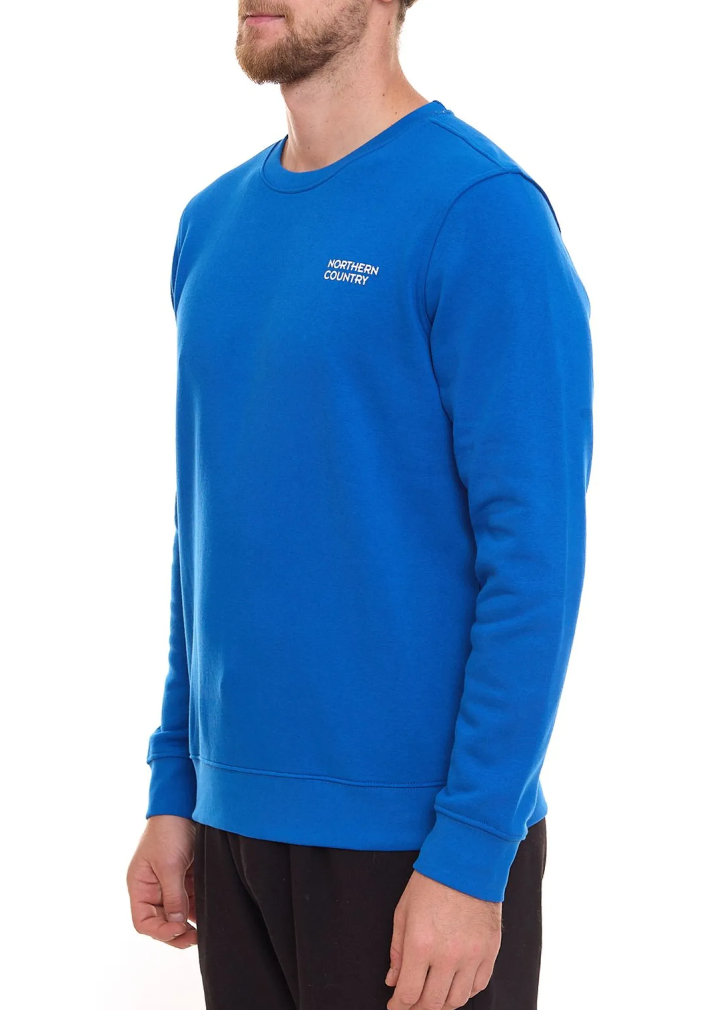 Pullover & Sweater*NORTHERN COUNTRY 2er Sparpack Herren Pullover mit Markenprint auf Brust Baumwoll-Sweater Langarm-Shirt 00009468 Blau