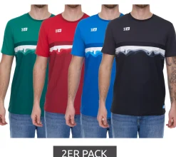 Sportoberbekleidung|Jogginghosen & Fitnessmode*Outfitter 2er Sparpack OCEAN FABRICS TAHI Herren nachhaltiges Training-Shirt mit Mesh-Einsätzen Fitness-Shirt Kurzarm-Shirt OUT-M-1021-OTW Rot, Blau, Schwarz, Grün oder Weiß