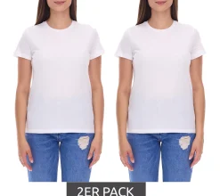 Fitnessmode & Jogginghosen|Tops & T-Shirts*PUMA 2er Sparpack Damen T-Shirt nachhaltiges Baumwoll-Shirt schlichtes Sport-Shirt Fitness-Shirt 678257 01 Weiß