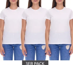 Fitnessmode & Jogginghosen|Tops & T-Shirts*PUMA 3er Sparpack Damen T-Shirt nachhaltiges Baumwoll-Shirt schlichtes Sport-Shirt Fitness-Shirt 678257 01 Weiß
