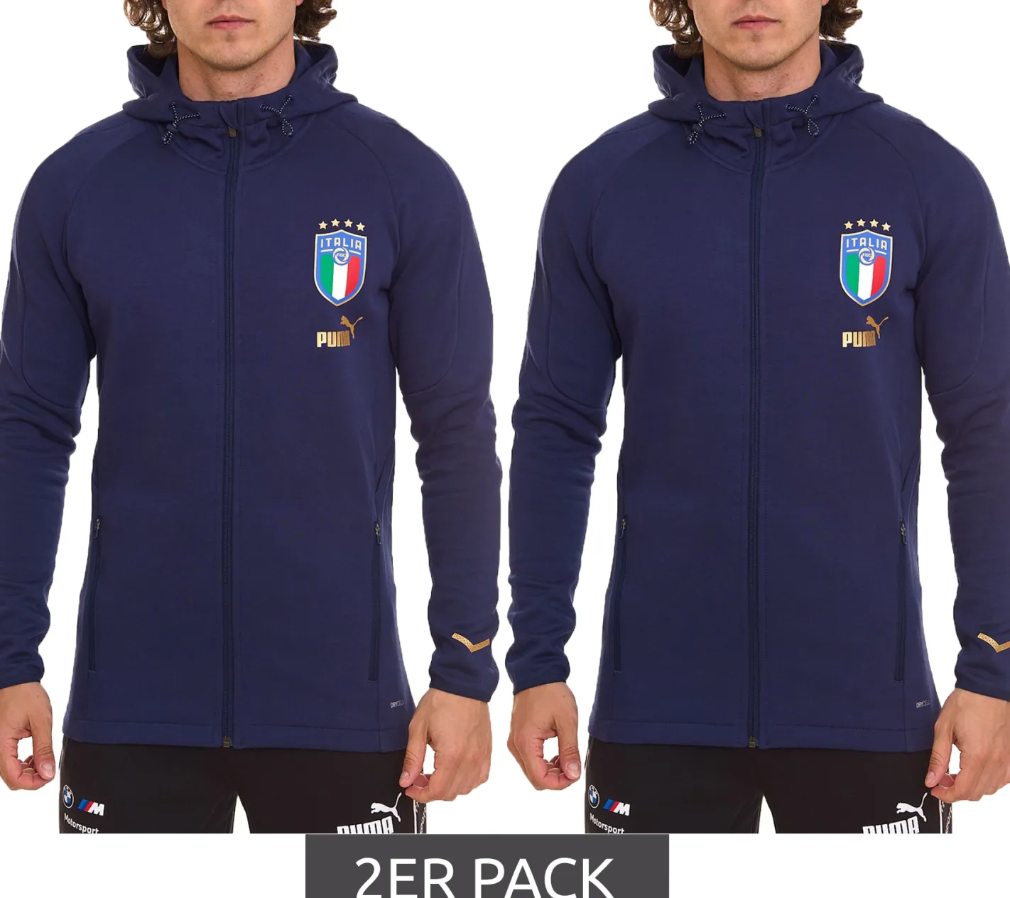 Ballsport|Jacken & Mäntel*PUMA 2er Sparpack FIGC Coach Herren Sweat-Jacke Trainings-Jacke Italien Fanwear 767108 13 Dunkelblau