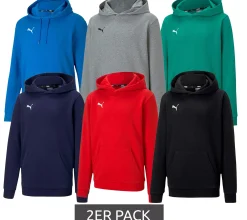 Pullover & Sweater*PUMA 2er Sparpack teamGOAL 23 Casuals Kinder Hoody mit Kängurutasche Kapuzen-Pullover für Jugendliche Jungen & Mädchen 656711 Rot, Schwarz, Grün, Navy, Grau, Blau