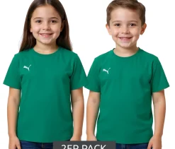 T-Shirts & Tank Tops*PUMA 2er Sparpack TeamGoal 23 Jungen & Mädchen Sport-Shirt Baumwoll-Shirt mit Logo-Patch T-Shirt 656709 05 Grün