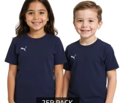 T-Shirts & Tank Tops*PUMA 2er Sparpack TeamGoal 23 Jungen & Mädchen Sport-Shirt Baumwoll-Shirt mit Logo-Patch T-Shirt 656709 06 Dunkelblau