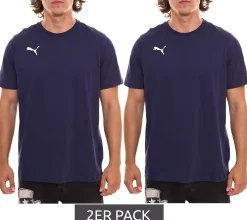 T-Shirts & Tank Tops*PUMA 2er Sparpack TeamGoal 23 Casual Herren T-Shirt mit Logo-Stickerei Baumwoll-Shirt Fußball 656578 Schwarz, Navy, Grau, Hellblau, Weiß, Rot, Gelb oder Grün