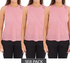 Sportoberbekleidung|Fitnessmode & Jogginghosen*PUMA 3er Sparpack Train Pearl Mesh Tank Damen Tank-Top Sport-Top mit dryCELL 519558 04 Rosa