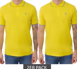 Hemden & Poloshirts*U.S. POLO ASSN. 2er Sparpack Herren Polo-Shirt Basic-Shirt Baumwoll-Shirt Kurzarm-Shirt 197 63899 52520 115 Gelb/Hellblau