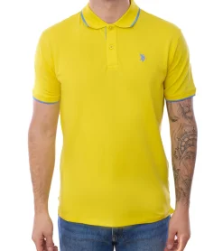 Hemden & Poloshirts*U.S. POLO ASSN. 2er Sparpack Herren Polo-Shirt Basic-Shirt Baumwoll-Shirt Kurzarm-Shirt 197 63899 52520 115 Gelb/Hellblau