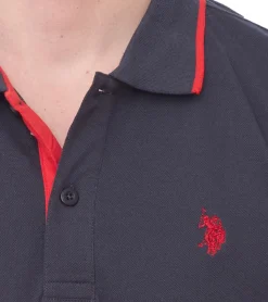 Hemden & Poloshirts*U.S. POLO ASSN. 2er Sparpack Herren Polo-Shirt Basic-Shirt Baumwoll-Shirt Kurzarm-Shirt 197 66835 52520 297 Grau/Rot