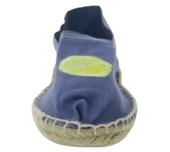 Pantoffeln & Hausschuhe*Espadrij Classic Brodé mules Damen sommerliche Schlüpf-Schuhe Hausschuhe mit Zitronen-Strick auf der Front Ozeanblau