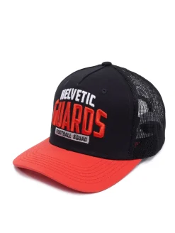 Caps & Mützen*European League Of Football Helvetic Guards Trucker Caps tiefschwarz/tomatenfarben