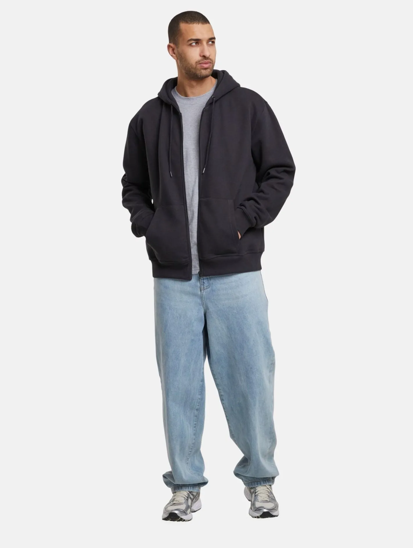 Pullover & Sweater*European League Of Football Blanko Zip Hoodies tiefschwarz