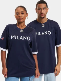 Tops & T-Shirts|T-Shirts & Tank Tops*European League Of Football Milano Seamen Authentic Game Trikot marineblau