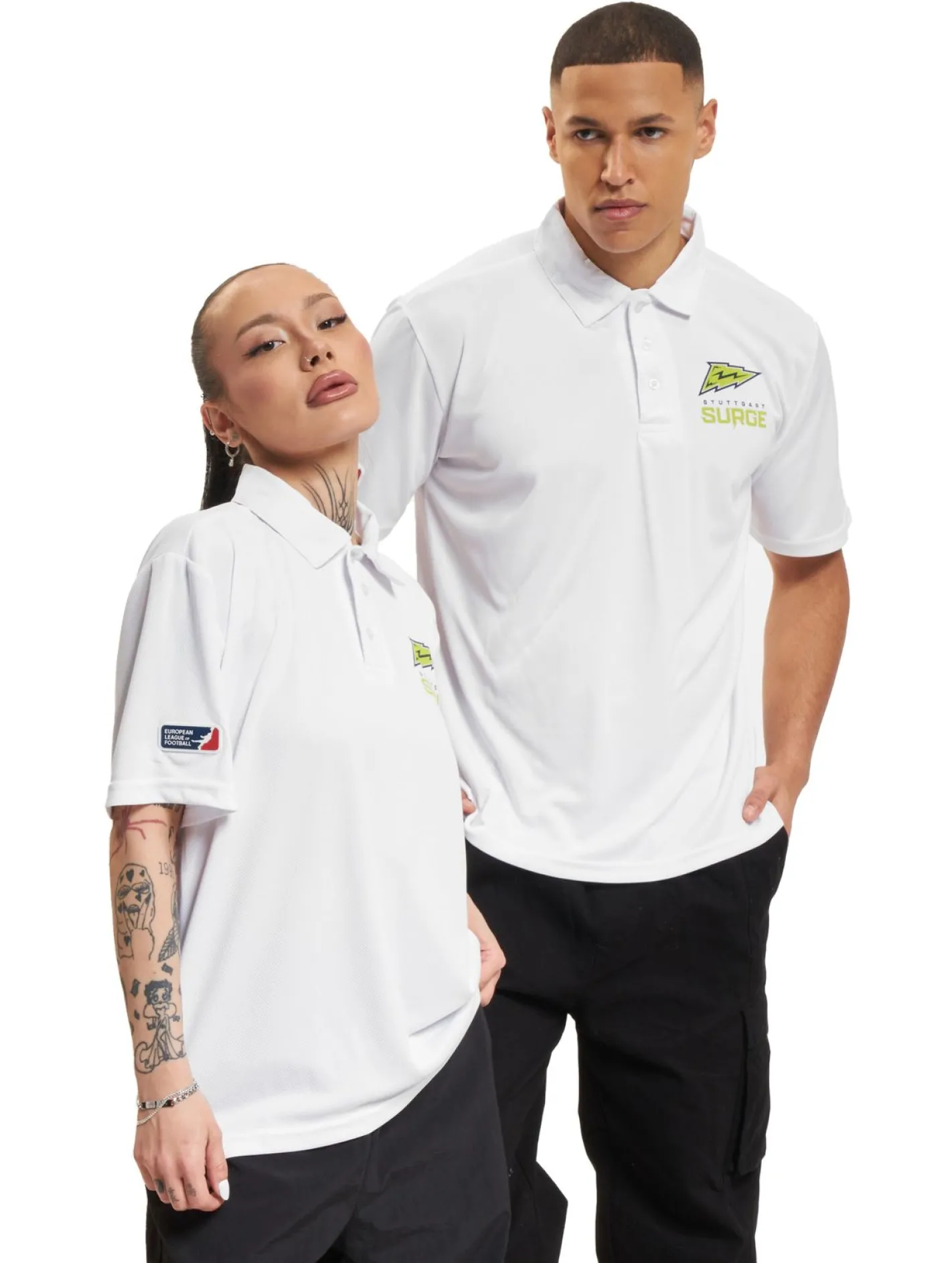 Poloshirts & Blusen|Hemden & Poloshirts*European League Of Football Stuttgart Surge PoloShirts leuchtend weiß