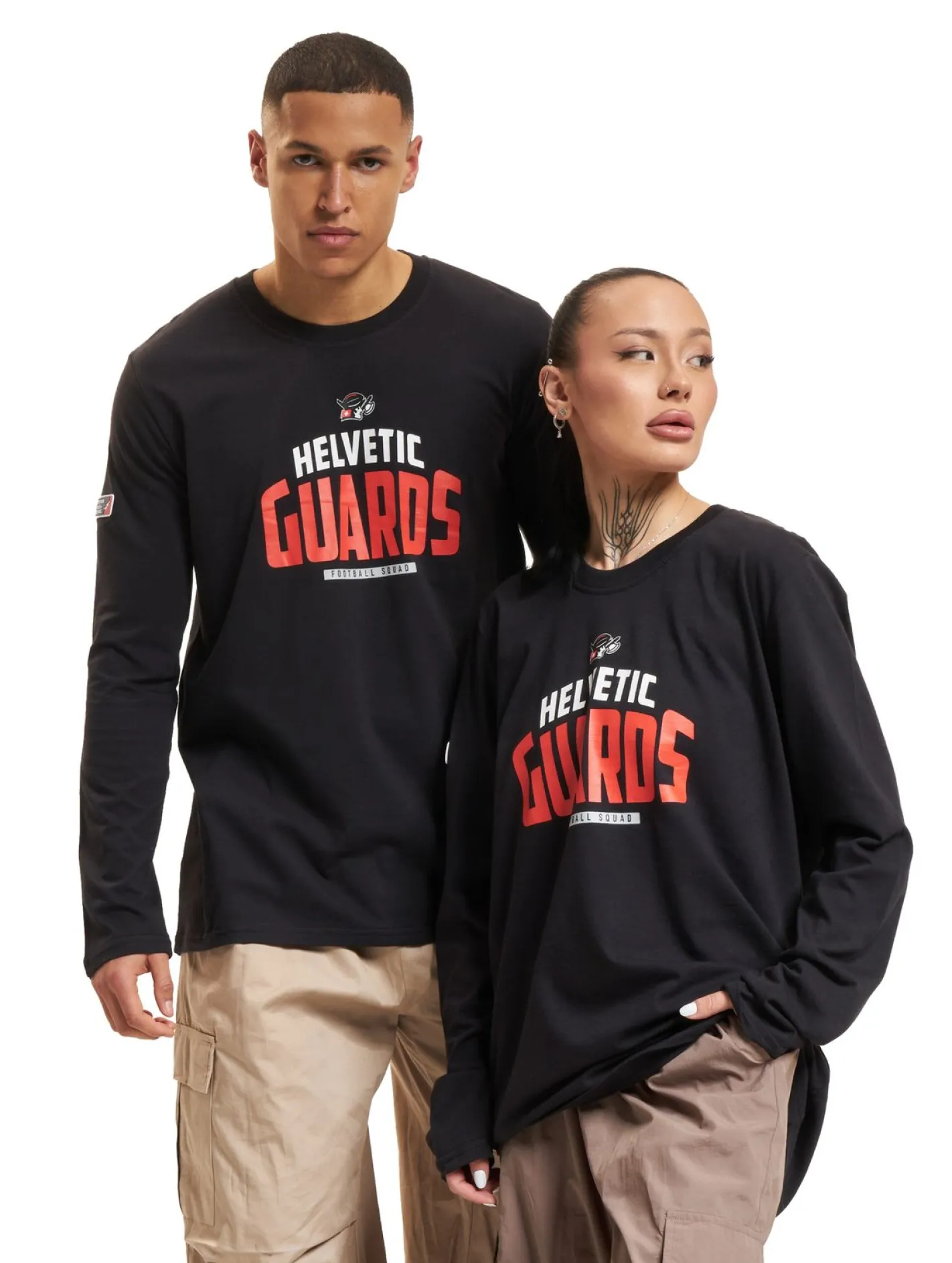 Große Größen|Sweater & Pullover*European League Of Football Helvetic Guards 1 Langarmshirt schwarz