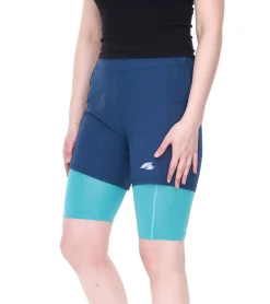Sportunterbekleidung|Fitnessmode & Jogginghosen*F2 Fahrrad-Hose nachhaltige Damen Mountainbike-Hose mit Sitzpad 2in1 Fahrrad-Shorts 89267667 Türkis/Blau