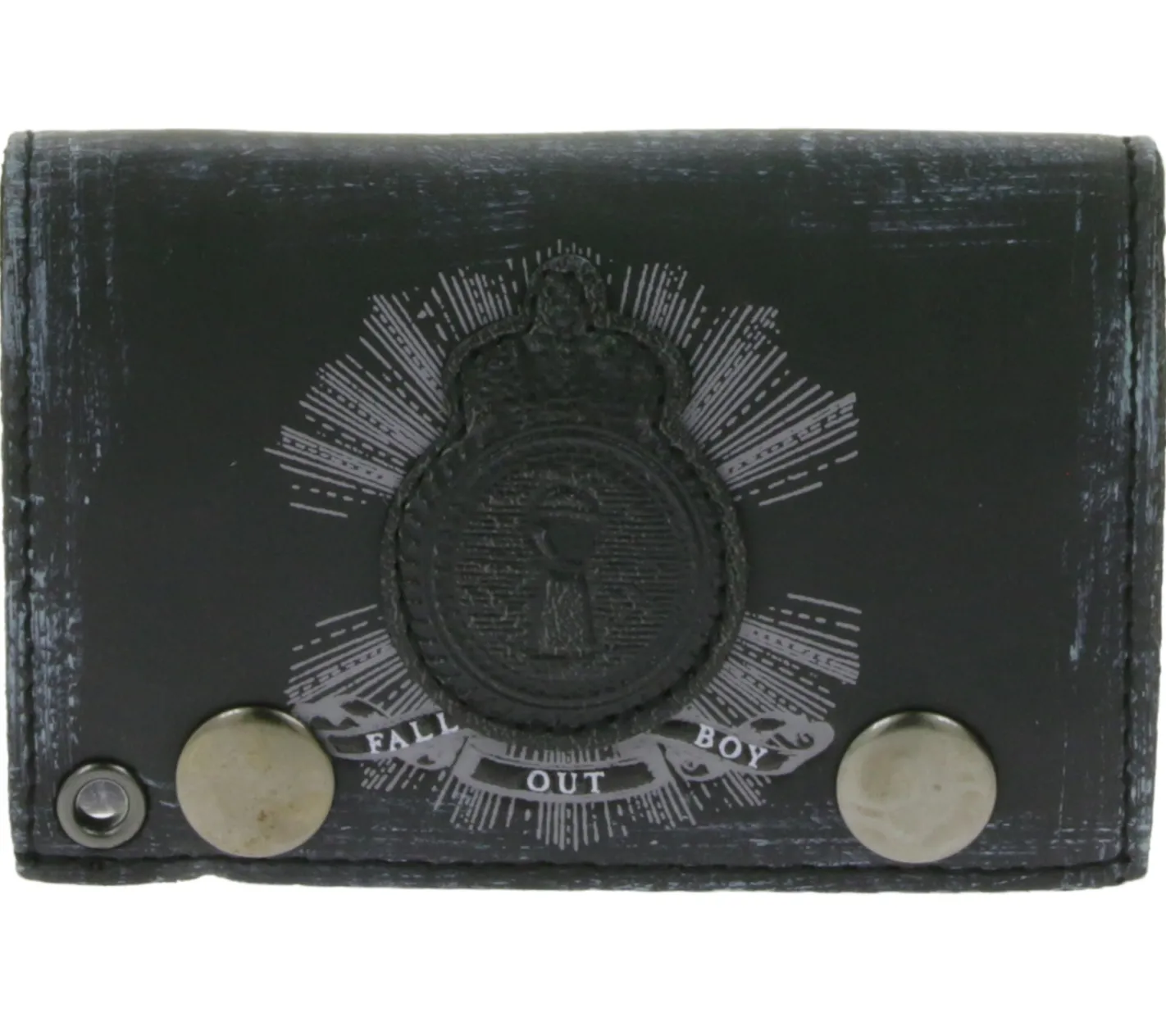 Portemonnaies & Geldbörsen*BioworldMerch FALL OUT BOY Leder-Geldbörse mit Logo-Motiv Metalldruckknöpfen und Kette Rockiger Gothic-Style LW103557FOB0 Schwarz/Weiß