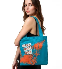 Rucksäcke & Taschen*BioworldMerch Fall Out Boy Rockband Umhänge-Tasche stylische Einkaufstasche Fan-Artikel 31 x 33 x 3 cm LB1078542FOB Blau